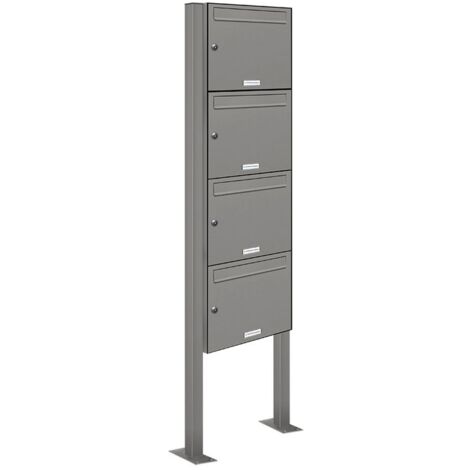 4er Premium Standbriefkasten RAL 9007 freistehend Postkasten Ständer 1x4