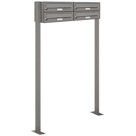 4er Premium Standbriefkasten RAL 9007 freistehend Postkasten Ständer 2x2 L