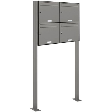 4er Premium Standbriefkasten RAL 9007 freistehend Postkasten Ständer 2x2 S