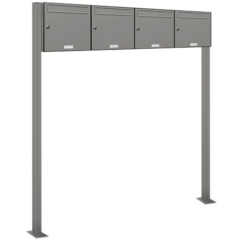 4er Premium Standbriefkasten RAL 9007 freistehend Postkasten Ständer 4x1