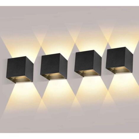 4er Set 12W Wandleuchten mit verstellbarem Abstrahlwinkel 3000K Warmweiß IP65 wasserdichte schwarze Wandleuchten