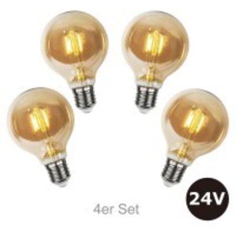 4er Set 24V Leuchtmittel 8cm amber, E27 Sockel