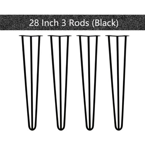 4er /Set ,28 Zoll ,71CM Schwarz Möbelfüße, Hairpin Legs Austauschbare Tisch &Schrank Beine Haarnadelbeine Tischgestell, mit Bodenschoner und Schrauben