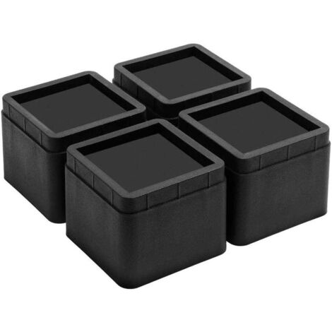 4er-Set 3 Zoll schwarze quadratische stapelbare Bettgleiter, Tischbeingleiter, Sofabeingleiter, Möbelerhöhungsgleiter