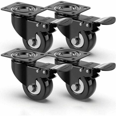 4er-Set, 50 mm, leise, drehbare Rollen mit Bremse für Möbel, maximale Tragkraft: 400 kg, Schwarz