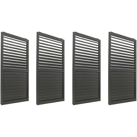 4er-Set Aluminium Schiebetür für Pergola HHG-508, Terrassenüberdachung, Lamellenpaneel Modul, 206x369cm anthrazit