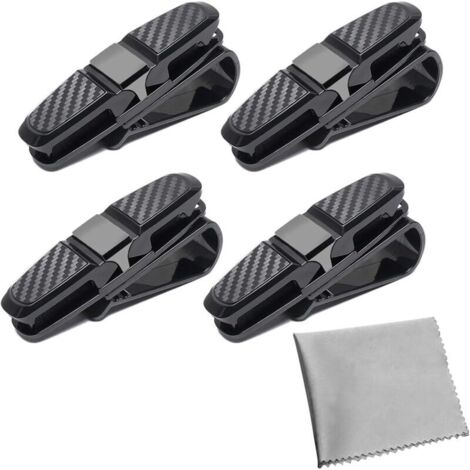 4er-Set Auto-Sonnenblenden-Brillenclips, Auto-Brillenhalter, Auto-Organizer für Sonnenbrillen, Karten und Tickets – Schwarz