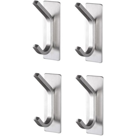 4er-Set Badezimmerhalter, selbstklebend, Edelstahl, Silber