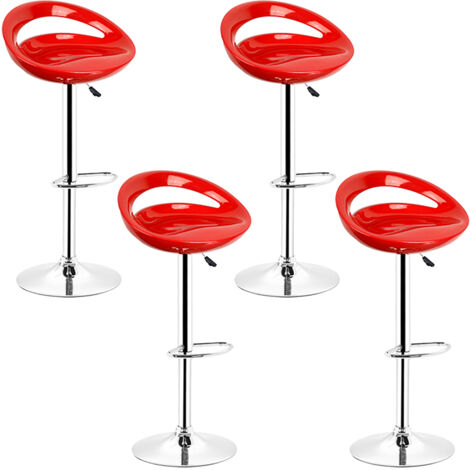 4er-Set Barhocker, aus ABS-Kunststoff, 360°frei drehbar höhenverstellbar, mit Fußstütze, für Küche, Rot