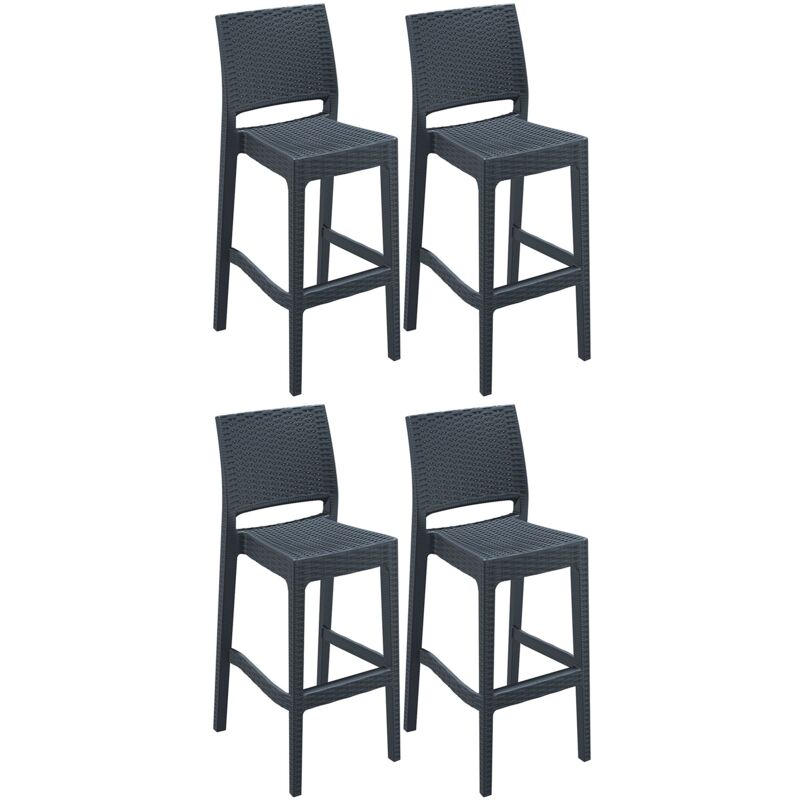 Clp 4er Set Barhocker Jamaica Dunkelgrau