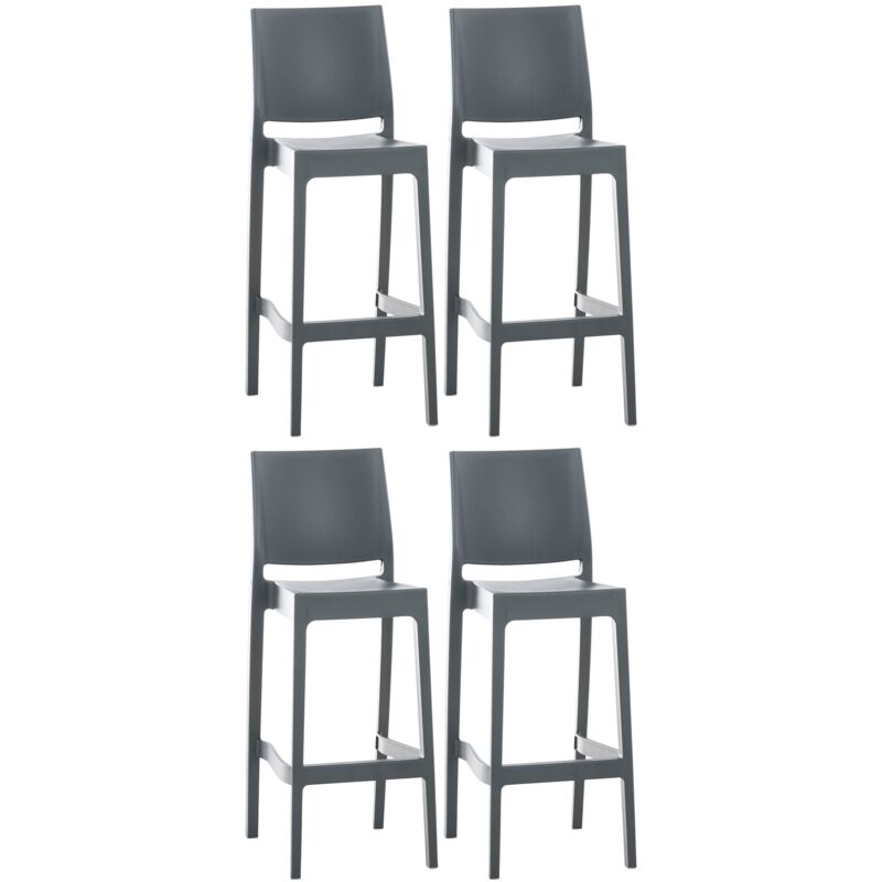 Clp - 4er Set Barhocker Maya Kunststoff Dunkelgrau