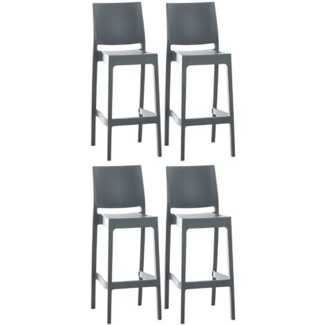 4er Set Barhocker Maya Kunststoff dunkelgrau