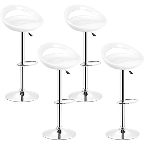 4er-Set Barhocker,aus ABS-Kunststoff,360°frei drehbar höhenverstellbar, mit Fußstütze, für Küche, Weiß