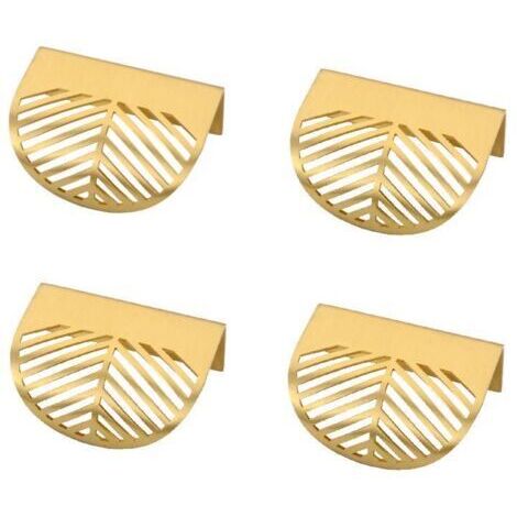 4er-Set Blattförmige Möbelgriffe aus Goldmessing – Farbe Gold für Küchenmöbel aus Messing