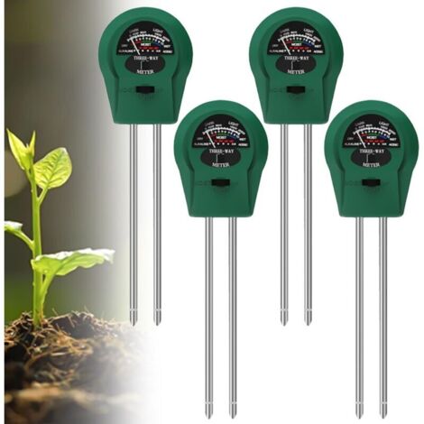 4er-Set Bodenfeuchtigkeitsmesser für Pflanzen, 3-in-1-Pflanzenfeuchtigkeitsmesser, Bodenmesser mit pH-/Temperatur-/Lichtmessung, geeignet für Gartenbau, Rasen, Garten und Landwirtschaft