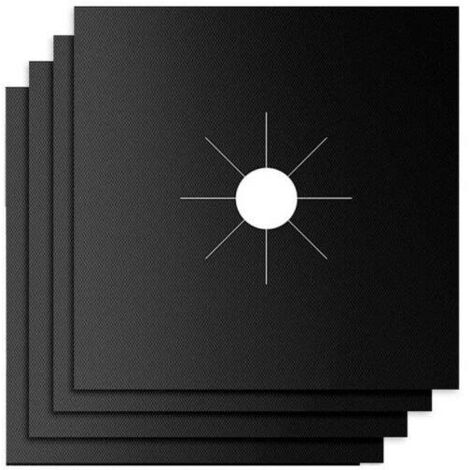 4er-Set Brennerschutzmatte für Gasherd Antihaftbeschichtung Hitzebeständig  in Schwarz