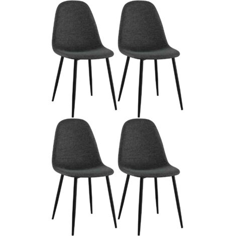 4er Set Esszimmerstühle Napier schwarz Stoff