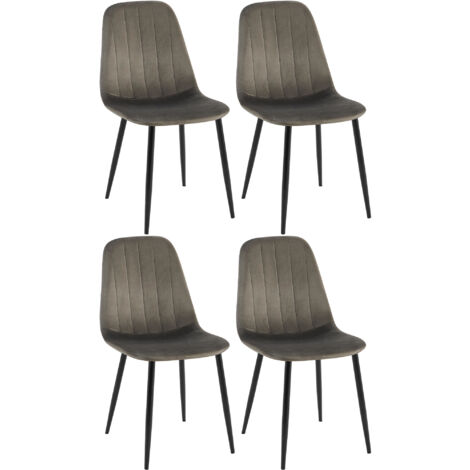 4er Set Esszimmerstuhl Baxter Samt anthrazit