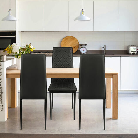 4er Set Esszimmerstuhl Haloyo®,Metallgestell,Lehne,für Esszimmer, Wohnzimmer, Arbeitszimmer, Schlafzimmer,Schwarz