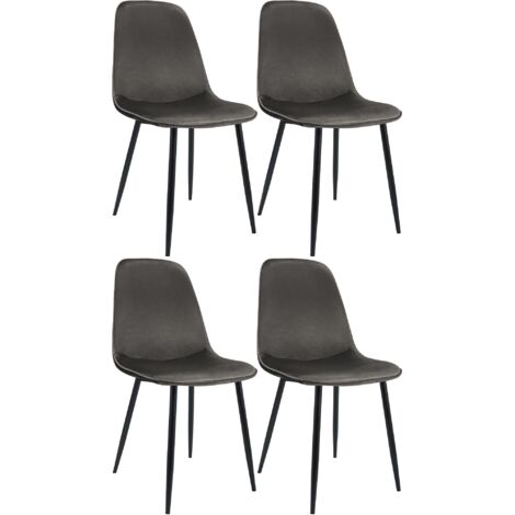 4er Set Esszimmerstuhl Maryam anthrazit Samt