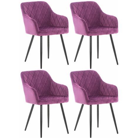 4er Set Esszimmerstuhl Shila lila Samt