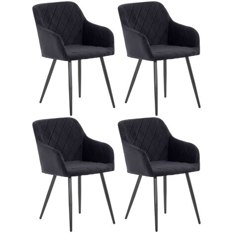 4er Set Esszimmerstuhl Shila schwarz Samt