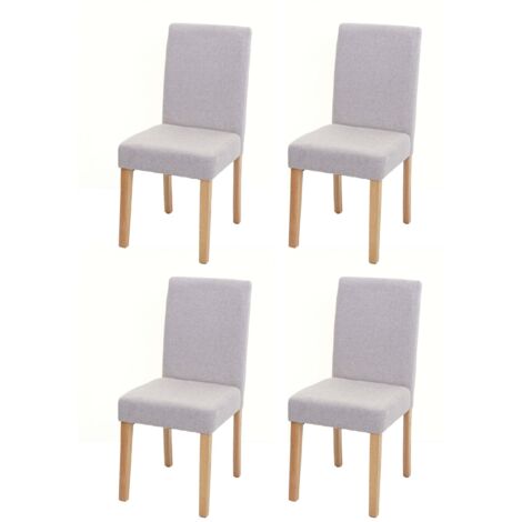 4er-Set Esszimmerstuhl Stuhl Küchenstuhl Littau Textil, creme-beige, helle Beine