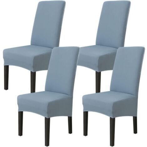 4er-Set Esszimmerstuhlbezüge (Grau und Blau), dehnbarer Stuhlbezug, universeller großer Stuhlbezug, leicht zu reinigen für Esszimmer- und Wohnzimmerdekoration