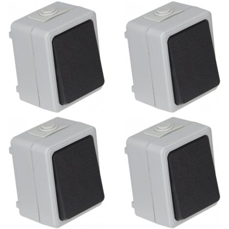 4er Set Feuchtraum Schalter Serie TAFF Wechselschalter Aufputz IP44 250V grau