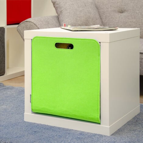 4er Set Filz Aufbewahrungsbox 33x33x38 cm Kallax Filzkorb Regal Einsatz Box Grün
