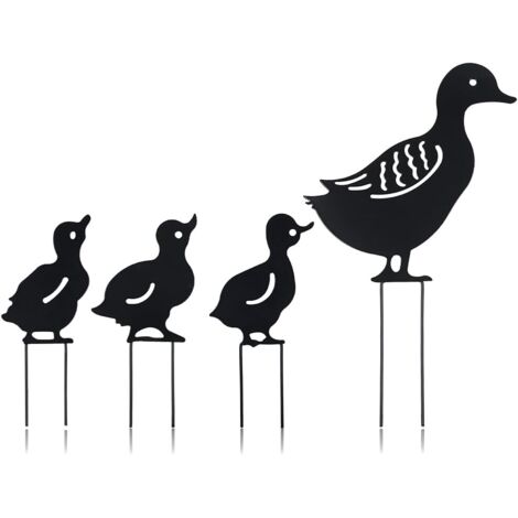 4er-Set Gartenstecker mit Tiersilhouetten aus Metall, Tiermotive, Gartendekoration