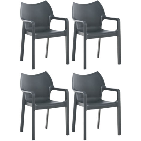 4er Set Gartenstühle Diva mit Armlehne dunkelgrau
