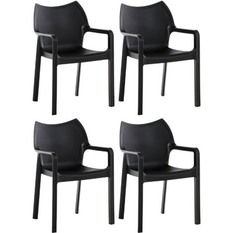 4er Set Gartenstühle Diva mit Armlehne schwarz