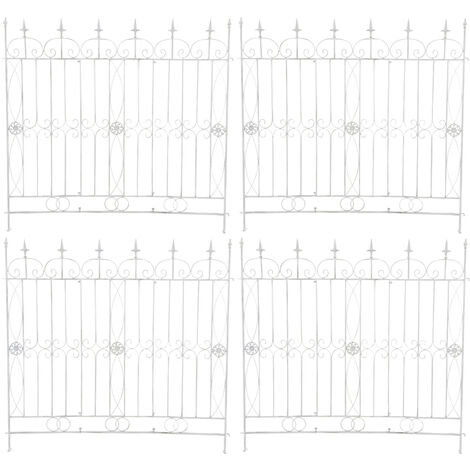 4er Set Gartenzäune Mangold antik weiß