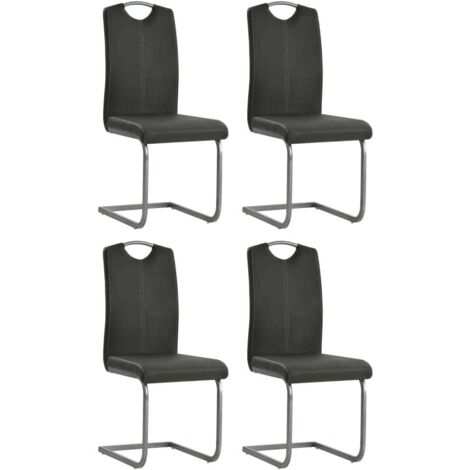 4er-Set grau Kunstleder-Gegensatzstuhl