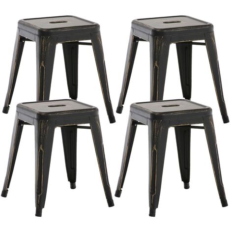 4er Set Hocker Armin schwarz-gold