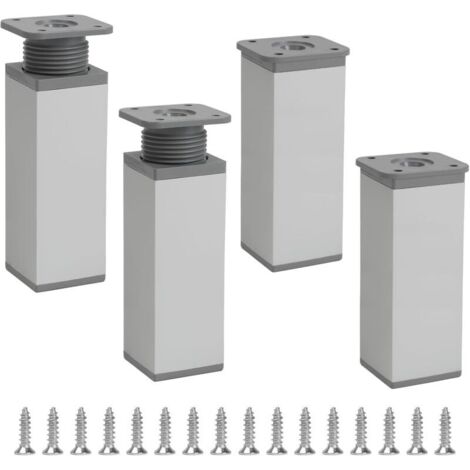 4er-Set höhenverstellbare, quadratische Möbelfüße (12 cm), Tischbeine aus Aluminiumlegierung, Sofabeine mit Schrauben für Tisch, TV-Ständer, Stühle, Schränke, Betten, Schwarz