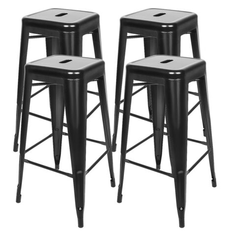 4er Set Industrieller Barhocker aus Metall,Stapelbar,76 cm,Schwarz