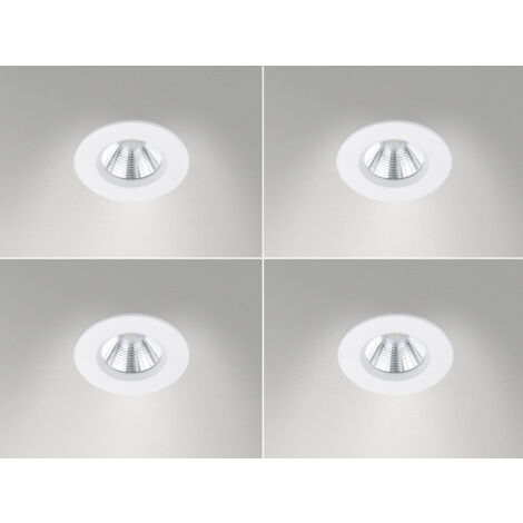 4er SET IP65 LED Deckeneinbaustrahler Weiß rund, dimmbar, Ø 8,5cm