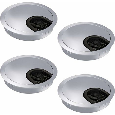 4er-Set Kabeldurchführung 60mm, Kabeldurchlass Schreibtischkanal kabelmanagement schreibtisch mit Bürstendichtung für Schreibtische/Büro & Arbeitsplatten, Metall
