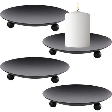 4er-Set Kronleuchter para Bodas, Candeleros de Metal de Estilo Retro Negro, Candeleros de Relajación para Mesas de Restaurantes, Bodas, Navidad, Halloween y San Valentín (Negro)
