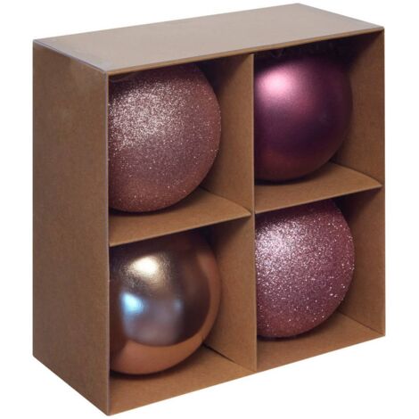 4er-Set Kugeln D.10cm recyceltes Polystyrol rosa - Feeric lights & christmas