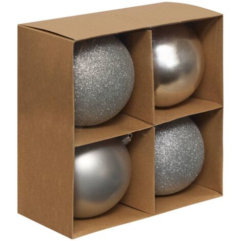 4er-Set Kugeln D.10cm recyceltes Polystyrol Silber - Feeric lights & christmas