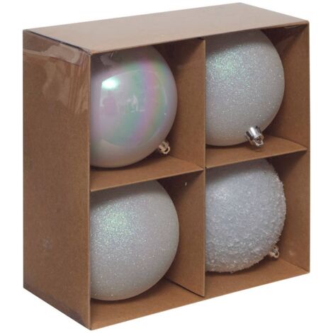 4er-Set Kugeln D.10cm recyceltes Polystyrol weiß - Atmosphera créateur d'intérieur