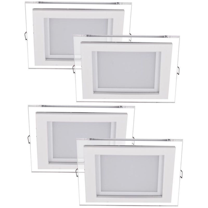 Etc-shop - 4er Set LED Einbau Spots silber Wohn Zimmer Strahler Leuchten quadratisch