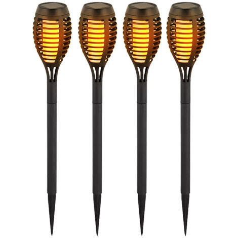 4er Set LED Solar Fackeln Garten Außen Deko Leuchten Terrassen Steck Lampen schwarz V-Tac 8689