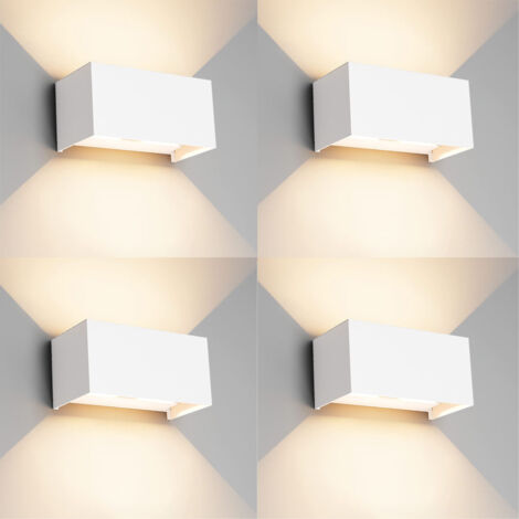 4er-Set LED-Wandleuchten für den Innen- und Außenbereich, 24 W, höhen- und winkelverstellbar, 3000 K, warmweiß, IP65