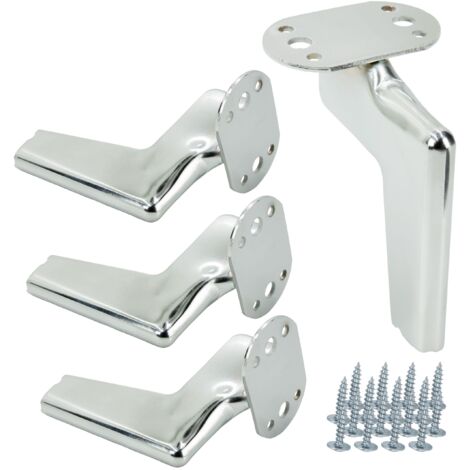 4er-Set Loft Möbelfüße, silber verchromt, Höhe 12 cm