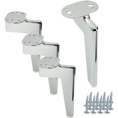 4er-Set Loft Möbelfüße, silber verchromt, Höhe 15 cm