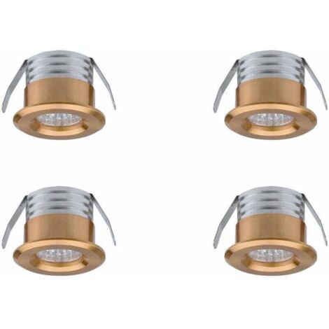 4er Set Mini-Einbaustrahler LED 3W Warmweiß Gold